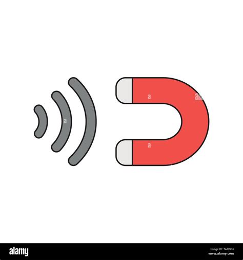 Vector Icon Concept Of Red Magnet Attracting Black Outlines And