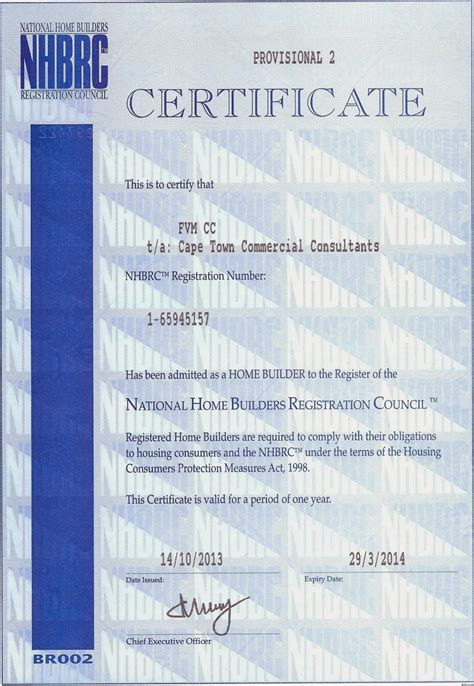 Degree Quantity Surveyor And Nhbrc Certificate