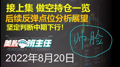 20220820最新实盘做空情况，指数将继续阶梯式下跌；标普4040附近寻找第一层支撑 Youtube