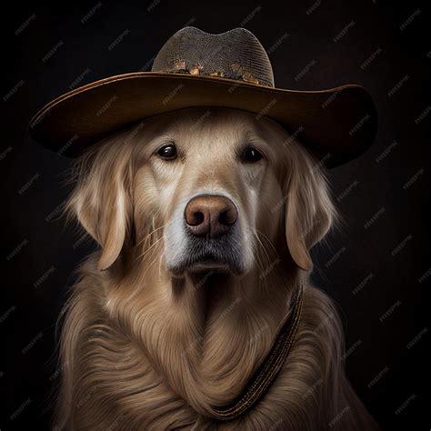 Premium Ai Image A Close Up Of Dog Wearing Cowboy Hat Generative Ai