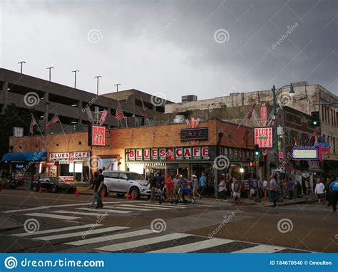 Memphis, tennessee's rum boogie cafe displaying its horns, posters and music signs. Film Set At Blues City Cafe In Memphis Editorial Image ...