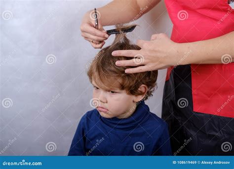 Boy Haircut With Scissors Stock Image Image Of Beauty 108619469