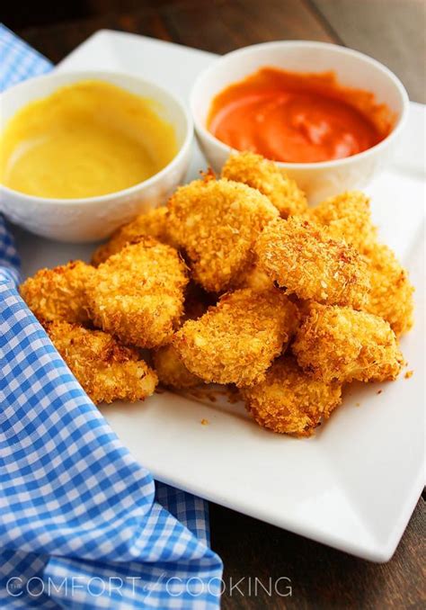 Chicken nuggets come in many different varieties and can be seasoned in a number of different ways. Crispy Baked Chicken Nuggets - The Comfort of Cooking