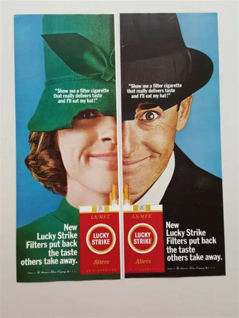 1966 Lucky Strike Filter Cigarettes Tobacco Smoking Hats Vtg Magazine Print Ad 999 Picclick