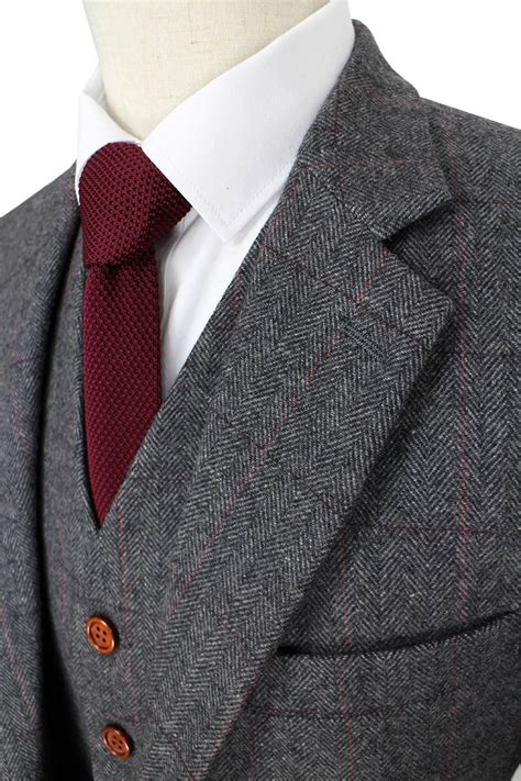 Buy 2016 Wool Retro Grey Herringbone Tweed British