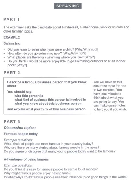 Cambridge Ielts Speaking Questions