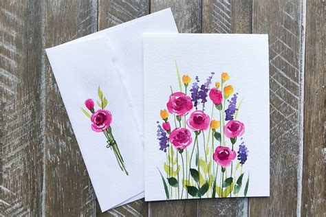 Hand Painted Greeting Cards With Flowers Flower Drawing Watercolor