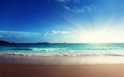 Sunshine Emerald Beach Sand Blue Sea Wallpaper 2560x1600 416688