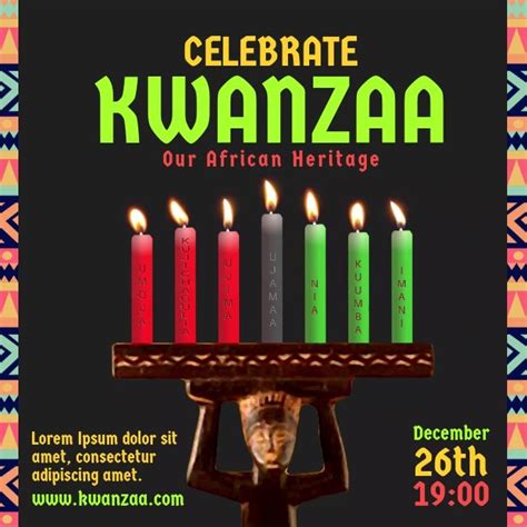 Celebrate Kwanzaa Candle Video Kwanzaa Poster Design Instagram Square