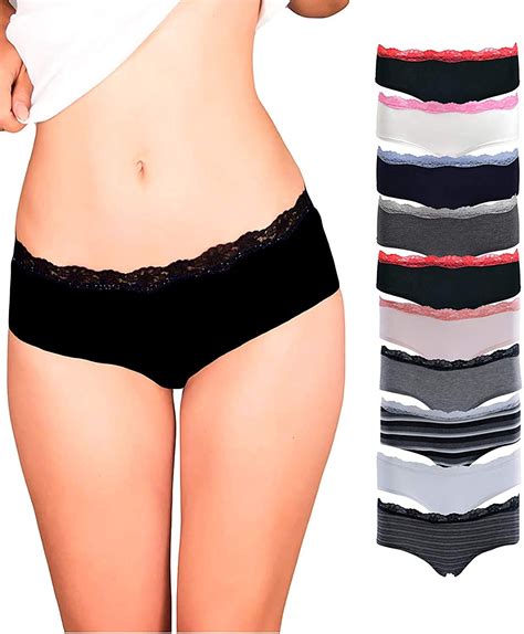 Emprella Womens Lace Underwear Hipster Panties Cotton Spandex Pack