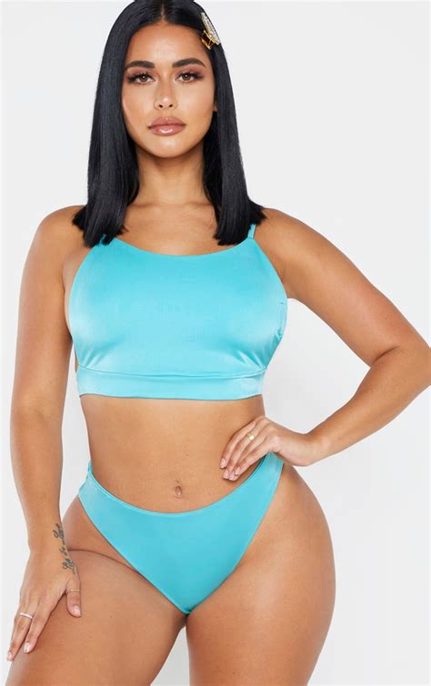 Shape Aqua Side Boob Strappy Bikini Top Prettylittlething Aus
