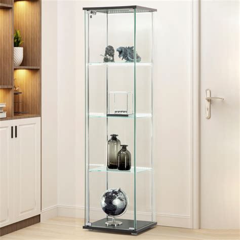 Core Living West 4 Tier Glass Display Cabinet With Led Temple And Webster