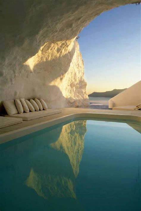 Natural Cave Pool Santorini Greece Beautiful Places To