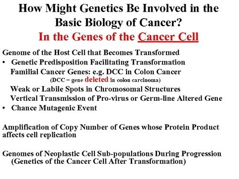 Genetics Of The Cancer Cell And Of The
