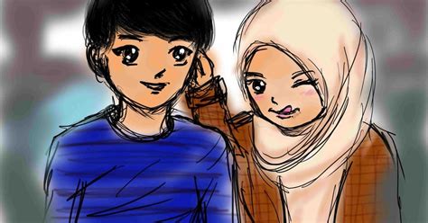Terbaru 30 Gambar Kartun Romantis Muslim Gambar Kartun Hd Gambar
