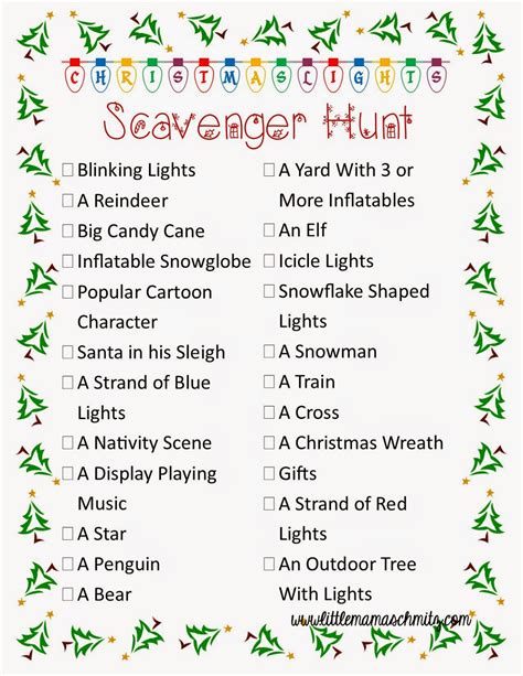 Christmas Light Scavenger Hunt Free Printable Free Templates Printable