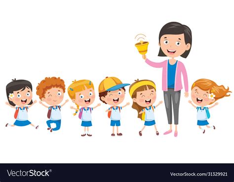 Students With Their Teacher Royalty Free Vector Image