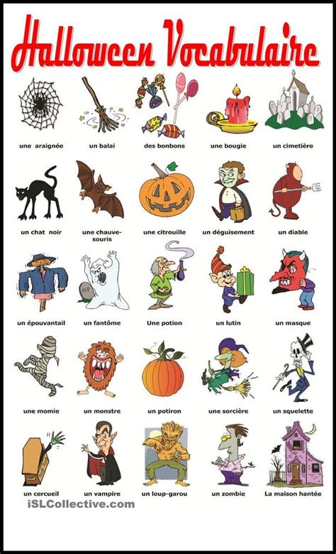 Trouver 15 Mots En Rapport Avec Halloween En Anglais - Épinglé sur ANGLAIS