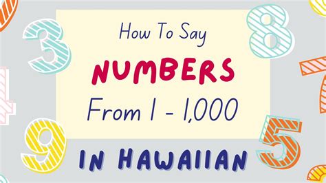 Hawaiian Numbers Worksheet