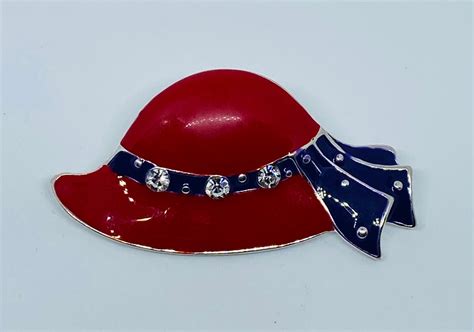 Red Hat Pin Brooch Etsy