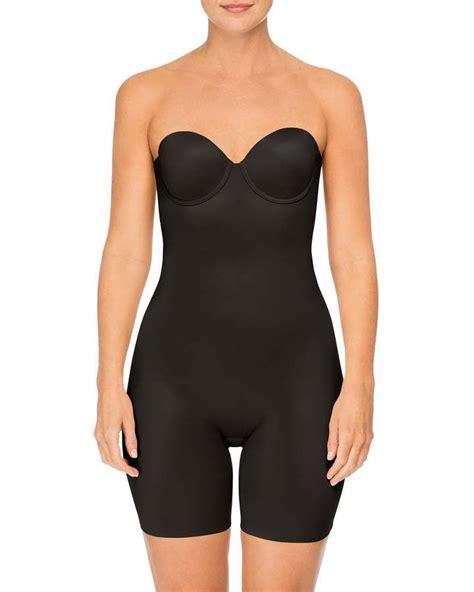 spanx strapless cupped mid thigh shaping bodysuit spanx shapewear strapless shapewear