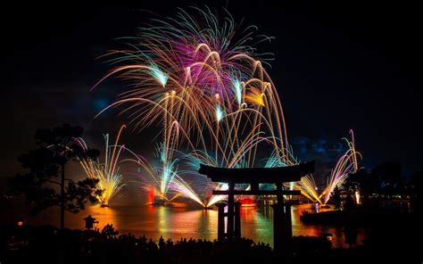 Tori Gate Photography Fireworks Night City Hd Wallpaper Wallpaper