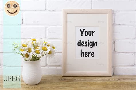 Wooden Frame Mockup With Chamomile Graphic By Tasipas · Creative Fabrica