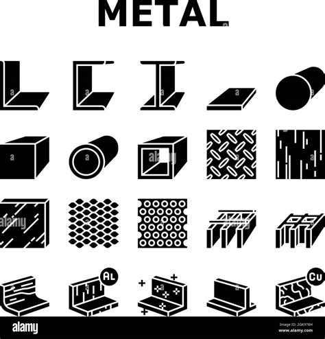 Metal Material Construction Beam Icons Set Vector Stock Vector Image