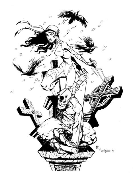 Daredevil And Elektra By Billmeiggs On Deviantart Ink Daredevil Ink Art
