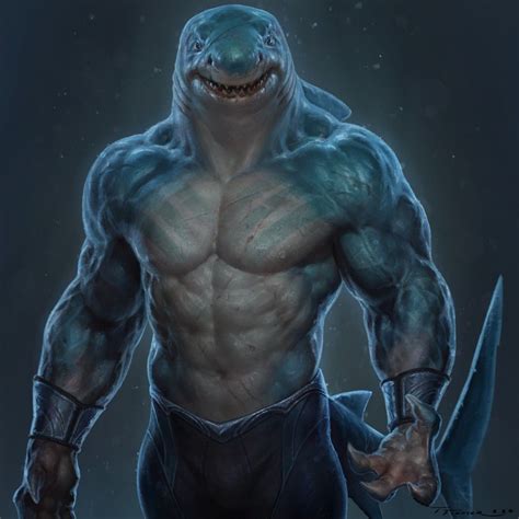 Rekkin Shark Art Shark Man Concept Art Characters