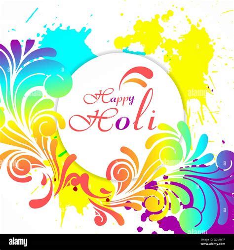 Happy Holi Greetings Wishes With Colorful Splotches And Floral Designs