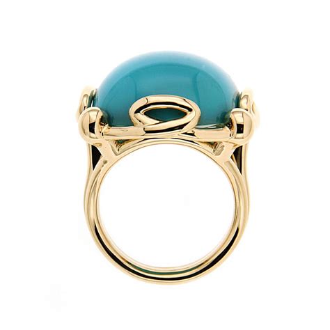 Cushion Turquoise Cabochon Ring In Gold For Sale At 1stdibs