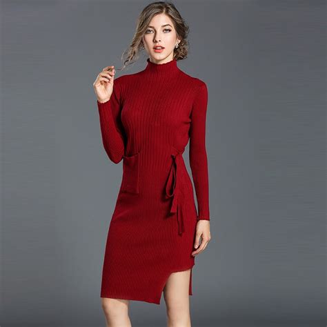 new autumn spring womens sweater dress 2018 long sleeve fashion elegant knit dresses sexy slim