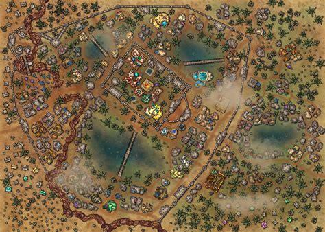 Desert Oasis Town By Day | Inkarnate - Create Fantasy Maps Online