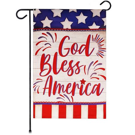 God Bless America Star Burlap Garden Flag Patriotic 125 X 18