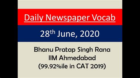 Daily Newspaper Vocab 28th June 2020 Youtube