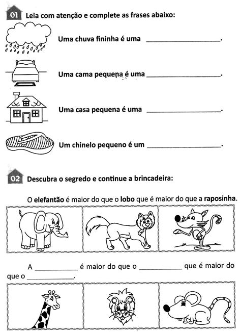 Atividade Com Aumentativo E Diminutivo
