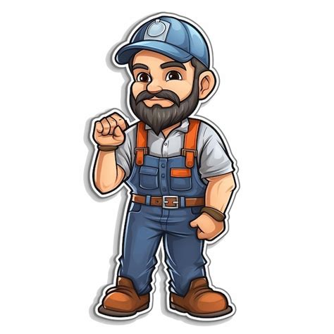 Premium Photo Sticker Labor Profession Cartoon Character