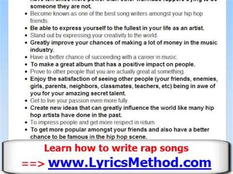 Then you will start finding confidence in your own unique voice. How to Write a Rap Song - Learn To Write Rap Lyrics Tips ...