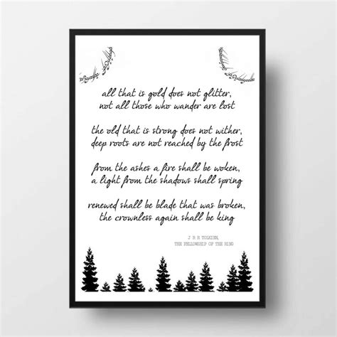 Printable Quote Jrr Tolkien Poem Fellowship Of The Ring Etsy