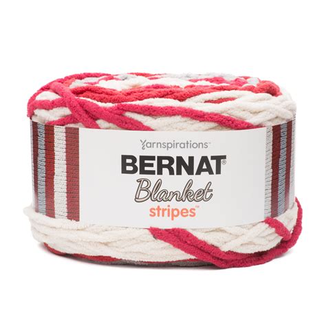 Bernat Blanket Stripes Yarn, Red Alert, 10.5oz(300g), Super Bulky