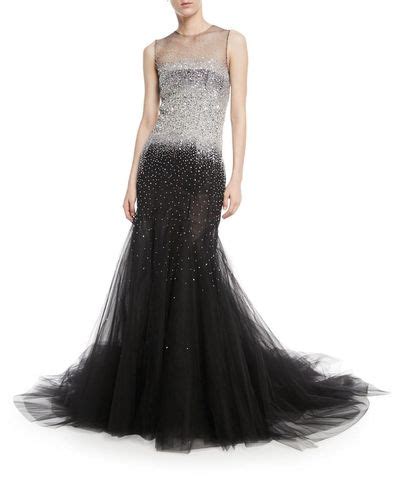 Oscar De La Renta Sleeveless Embellished Tulle Evening Gown In Black Lyst