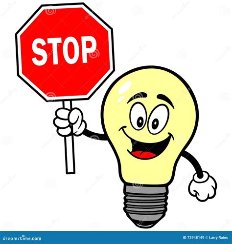 Light Bulb With Stop Sign Stock Illustration Illustration Of