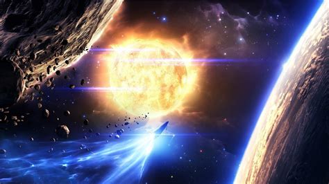 Download 1920x1080 Spaceship Planet Explosion Nebula Meteors