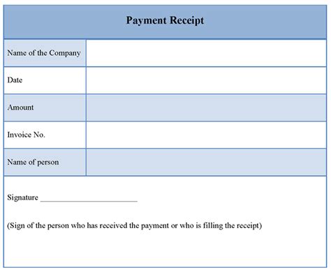 Receipt Of Payment Template Printable Receipt Template Free 17