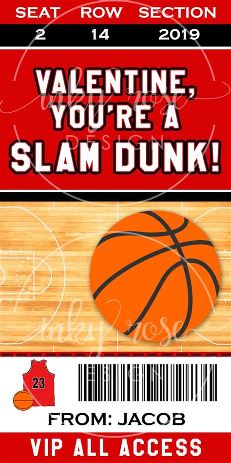 Basketball Valentines Day Card Personalized Kids Valentines Etsy