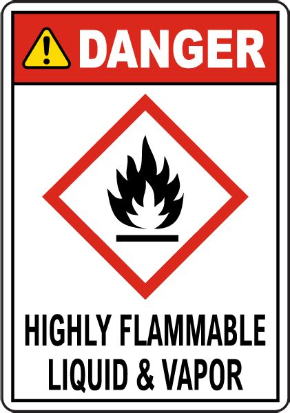 Danger Highly Flammable Liquid Vapor GHS Sign Save 10 Instantly
