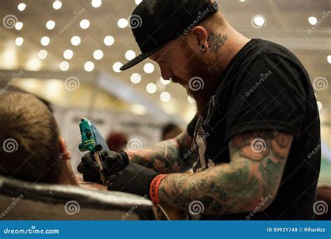 Tattoo Artists At Work Editorial Stock Photo Image Of Glove 59921748