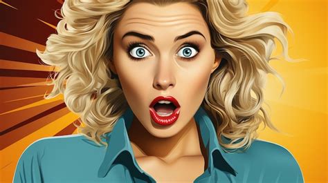 Premium AI Image Wow Pop Art Face Sexy Surprised Woman With Blonde