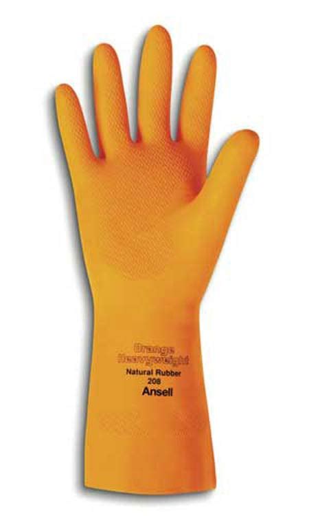 Ansell 87 208 Orange Chemical Resistant Latex Gloves 29 Mil